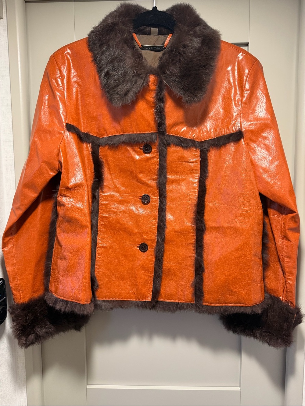 Brandon Thomas Faux Leather Jacket with Brown Fur Trim